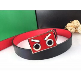 Fendi New Calf Leather Enamel Buckle 35mm Leisure Belt Red