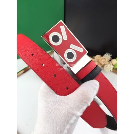 Fendi New Calf Leather Enamel Buckle 35mm Leisure Belt Red