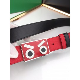 Fendi New Calf Leather Enamel Buckle 35mm Leisure Belt Red
