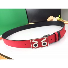 Fendi New Calf Leather Enamel Buckle 35mm Leisure Belt Red