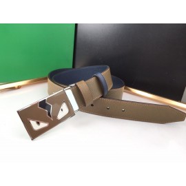 Fendi New Calf Leather Enamel Buckle 35mm Leisure Belt CoFFee