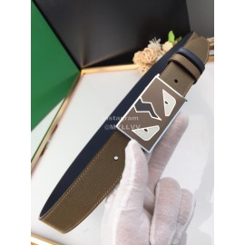 Fendi New Calf Leather Enamel Buckle 35mm Leisure Belt CoFFee