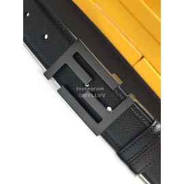 Fendi Black Litchi Grain Cowhide FF Buckle Fashion Belt