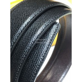 Fendi Black Litchi Grain Cowhide FF Buckle Fashion Belt