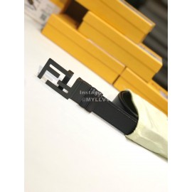 Fendi Black Litchi Grain Cowhide FF Buckle Fashion Belt