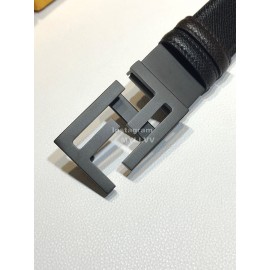 Fendi Black Litchi Grain Cowhide FF Buckle Fashion Belt