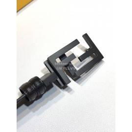 Fendi Black Litchi Grain Cowhide FF Buckle Fashion Belt