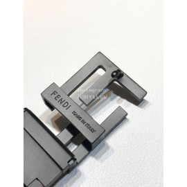 Fendi Black Litchi Grain Cowhide FF Buckle Fashion Belt