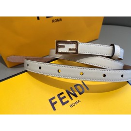 Fendi Calf Leather Gold Plated Buckle 15mm Belt For Women White