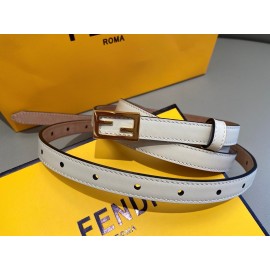 Fendi Calf Leather Gold Plated Buckle 15mm Belt For Women White