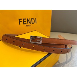 Fendi Calf Leather Silver Buckle 15mm Belt For Women Brown