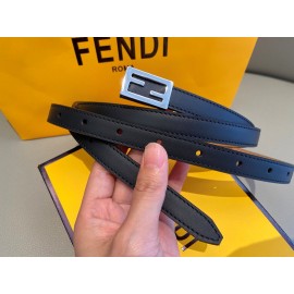 Fendi Calf Leather Silver Buckle 15mm Belt For Women Black