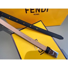 Fendi Calf Leather Silver Buckle 15mm Belt For Women Black