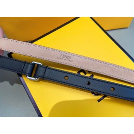 Fendi Calf Leather Silver Buckle 15mm Belt For Women Black