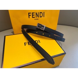 Fendi Calf Leather Silver Buckle 15mm Belt For Women Black