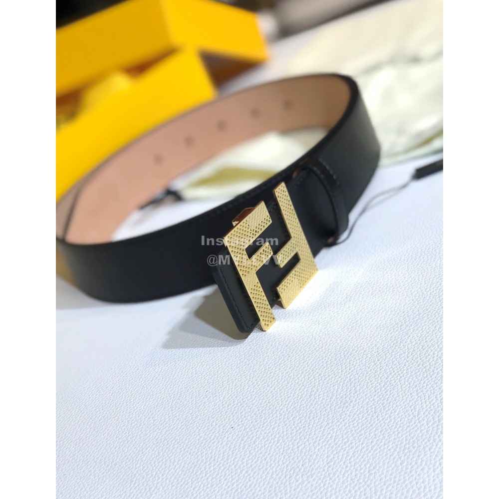 Fendi Calf Leather Gold Steel Buckle 39mm Belt 