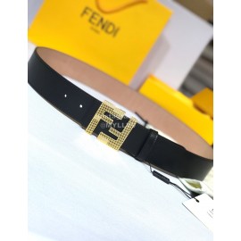 Fendi Calf Leather Gold Steel Buckle 39mm Belt 