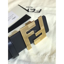 Fendi Calf Leather Gold Steel Buckle 39mm Belt 