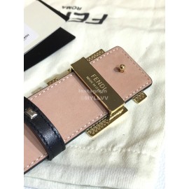 Fendi Calf Leather Gold Steel Buckle 39mm Belt 