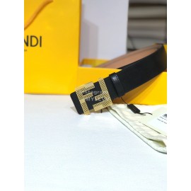Fendi Calf Leather Gold Steel Buckle 39mm Belt 