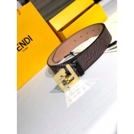 Fendi CoFFee Calf Leather Gold Rivet Buckle 39mm Belt 