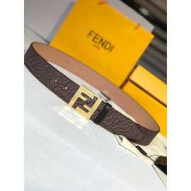 Fendi CoFFee Calf Leather Gold Rivet Buckle 39mm Belt 