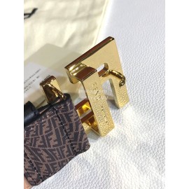 Fendi CoFFee Calf Leather Gold Rivet Buckle 39mm Belt 