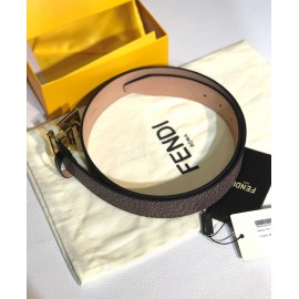 Fendi CoFFee Calf Leather Gold Rivet Buckle 39mm Belt 