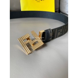 Fendi Printed Canvas Metal Gold FF Buckle 40mm Belt 