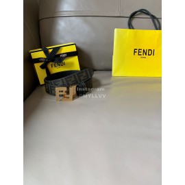 Fendi Printed Canvas Metal Gold FF Buckle 40mm Belt 
