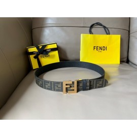 Fendi Printed Canvas Metal Gold FF Buckle 40mm Belt 