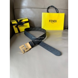 Fendi Printed Canvas Metal Gold FF Buckle 40mm Belt 