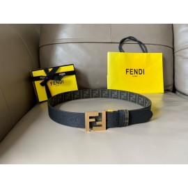 Fendi Printed Canvas Metal Gold FF Buckle 40mm Belt 