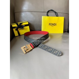 Fendi Printed Canvas Metal FF Buckle 40mm Belt Red