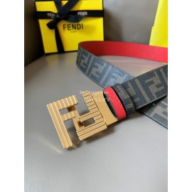 Fendi Printed Canvas Metal FF Buckle 40mm Belt Red