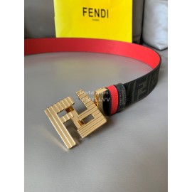 Fendi Printed Canvas Metal FF Buckle 40mm Belt Red