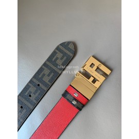 Fendi Printed Canvas Metal FF Buckle 40mm Belt Red