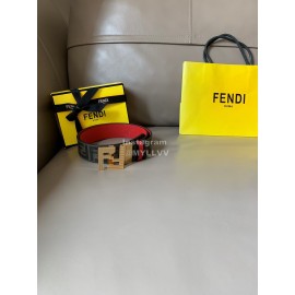Fendi Printed Canvas Metal FF Buckle 40mm Belt Red