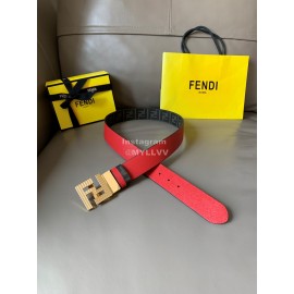 Fendi Printed Canvas Metal FF Buckle 40mm Belt Red