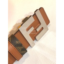 Fendi Litchi Leather Silver Rivet Buckle 39mm Belt