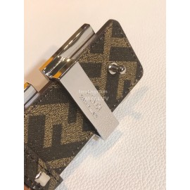 Fendi Litchi Leather Silver Rivet Buckle 39mm Belt