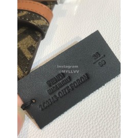 Fendi Litchi Leather Silver Rivet Buckle 39mm Belt