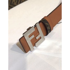 Fendi Litchi Leather Silver Rivet Buckle 39mm Belt