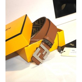 Fendi Litchi Leather Silver Rivet Buckle 39mm Belt