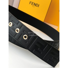 Fendi Blue Litchi Leather Silver Buckle 42mm Belt
