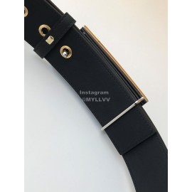 Fendi Blue Litchi Leather Silver Buckle 42mm Belt