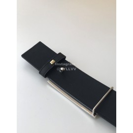Fendi Blue Litchi Leather Silver Buckle 42mm Belt