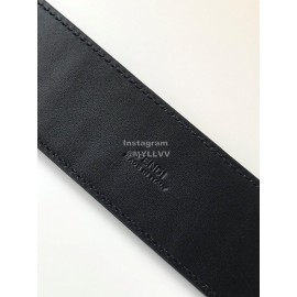 Fendi Blue Litchi Leather Silver Buckle 42mm Belt