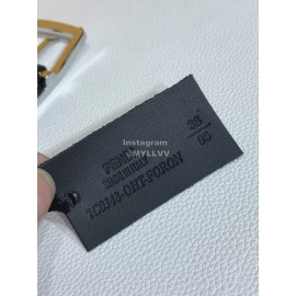 Fendi Black Yellow Litchi Leather Pin Buckle 35mm Belt