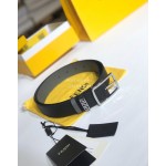 Fendi Black Litchi Leather Pin Buckle 35mm Belt